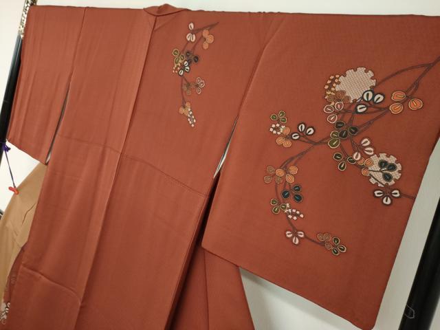 平和屋着物●訪問着　雪輪枝葉文　金彩　正絹　逸品　DABC2108ud