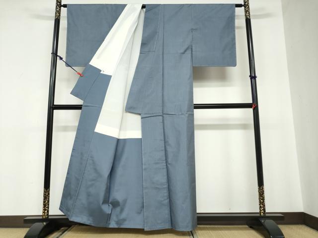 平和屋着物●上質な紬　紺鼠色　正絹　逸品　未使用　DABC2110ud