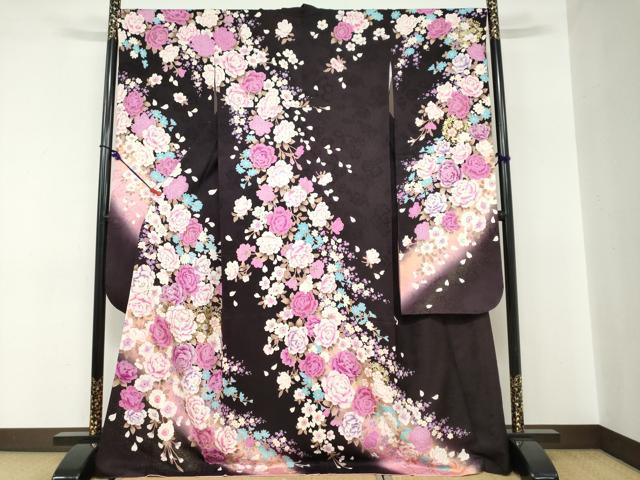 平和屋着物●豪華振袖 草花文 金銀彩 正絹 逸品 DABC2111ud