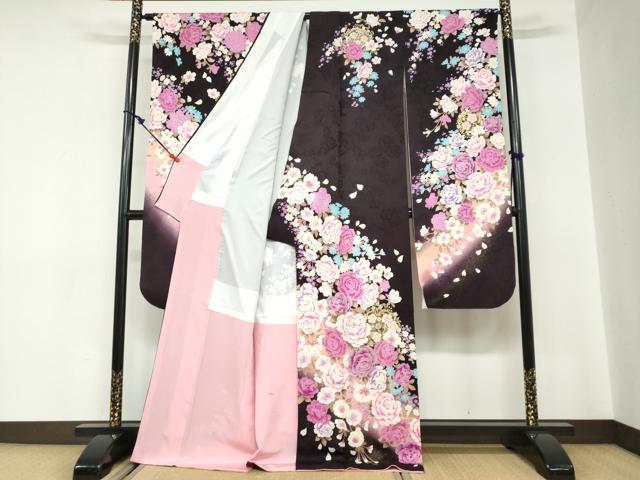 平和屋着物●豪華振袖 草花文 金銀彩 正絹 逸品 DABC2111ud