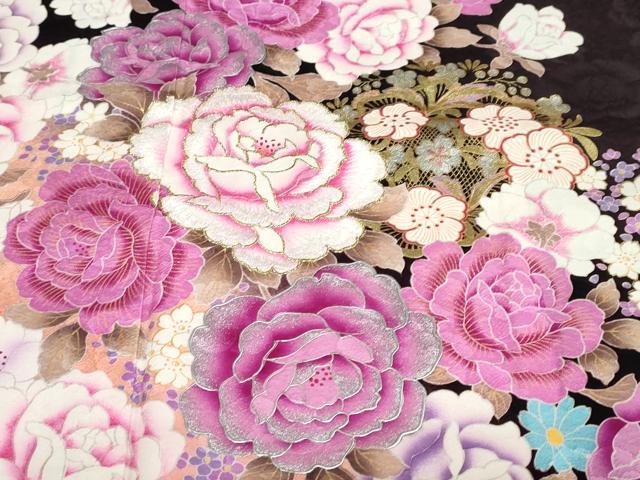 平和屋着物●豪華振袖 草花文 金銀彩 正絹 逸品 DABC2111ud