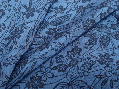 平和屋着物●上質な小紋　本藍　型絵染め　流水草花文　正絹　逸品　未使用　DABC2112ud