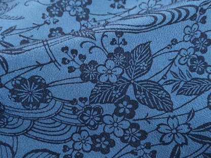 平和屋着物●上質な小紋　本藍　型絵染め　流水草花文　正絹　逸品　未使用　DABC2112ud