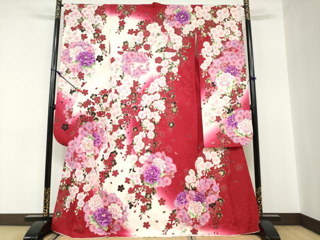 平和屋着物●豪華振袖 草花文 金彩 正絹 逸品 DABC2113ud