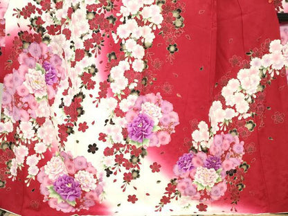 平和屋着物●豪華振袖 草花文 金彩 正絹 逸品 DABC2113ud