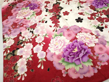 平和屋着物●豪華振袖 草花文 金彩 正絹 逸品 DABC2113ud