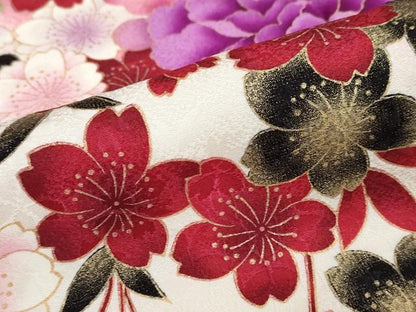 平和屋着物●豪華振袖 草花文 金彩 正絹 逸品 DABC2113ud