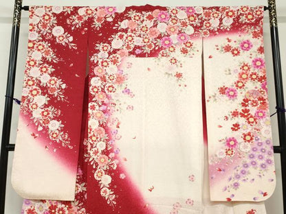 平和屋着物●豪華振袖 駒刺繍 草花文 暈し染め 金彩 銀通し地 正絹 逸品 DABC2116ud