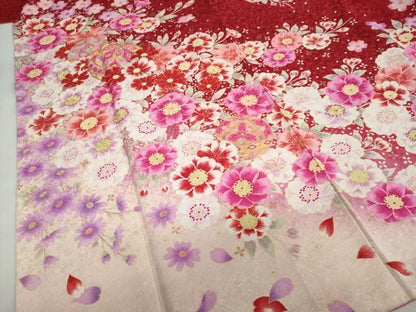平和屋着物●豪華振袖 駒刺繍 草花文 暈し染め 金彩 銀通し地 正絹 逸品 DABC2116ud