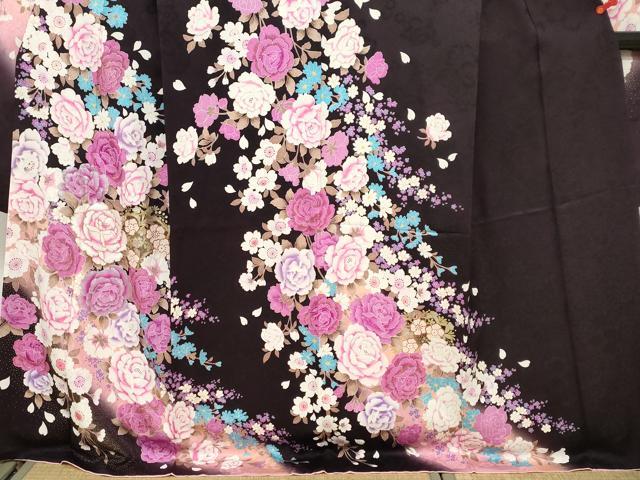 平和屋着物●豪華振袖 刺繍 ラインストーン 草花文 暈し染め 金彩 正絹 逸品 DABC2117ud