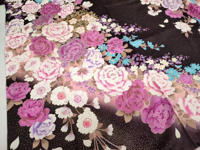 平和屋着物●豪華振袖 刺繍 ラインストーン 草花文 暈し染め 金彩 正絹 逸品 DABC2117ud
