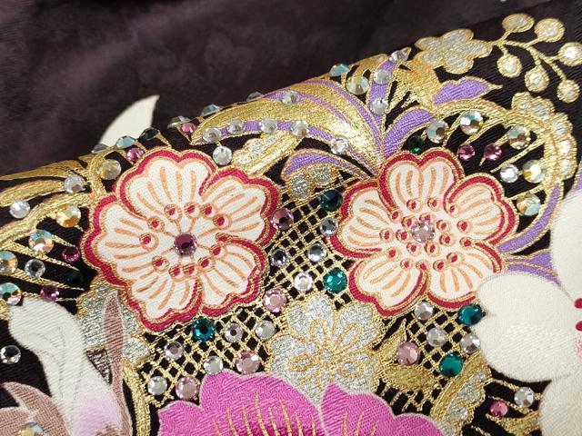 平和屋着物●豪華振袖 刺繍 ラインストーン 草花文 暈し染め 金彩 正絹 逸品 DABC2117ud