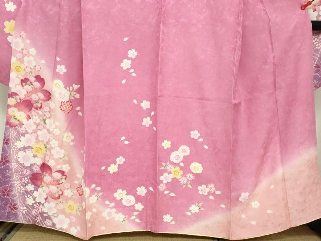 平和屋着物●豪華振袖 草花文 暈し染め 金彩 正絹 逸品 DABC2121ud