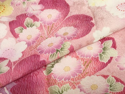 平和屋着物●豪華振袖 草花文 暈し染め 金彩 正絹 逸品 DABC2121ud