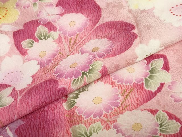 平和屋着物●豪華振袖 草花文 暈し染め 金彩 正絹 逸品 DABC2121ud