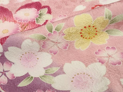 平和屋着物●豪華振袖 草花文 暈し染め 金彩 正絹 逸品 DABC2121ud
