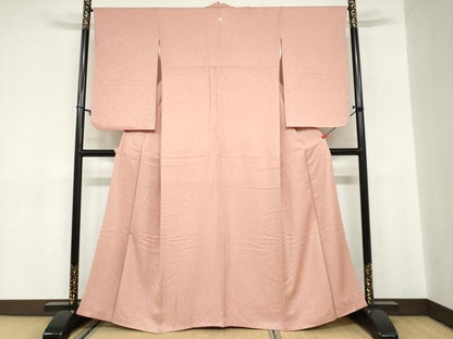 平和屋着物●上質な色無地　飛鳥地紋　宍色　正絹　逸品　DABC2125ud