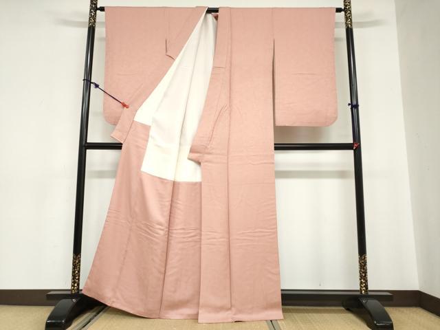 平和屋着物●上質な色無地　飛鳥地紋　宍色　正絹　逸品　DABC2125ud