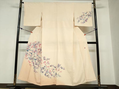 平和屋着物●本加賀友禅作家　毎田仁郎　訪問着　草花文　正絹　逸品　DABC2128ud