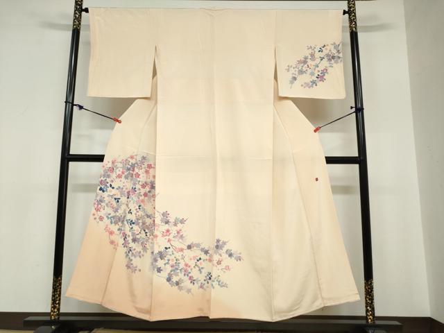 平和屋着物●本加賀友禅作家　毎田仁郎　訪問着　草花文　正絹　逸品　DABC2128ud
