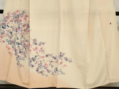 平和屋着物●本加賀友禅作家　毎田仁郎　訪問着　草花文　正絹　逸品　DABC2128ud
