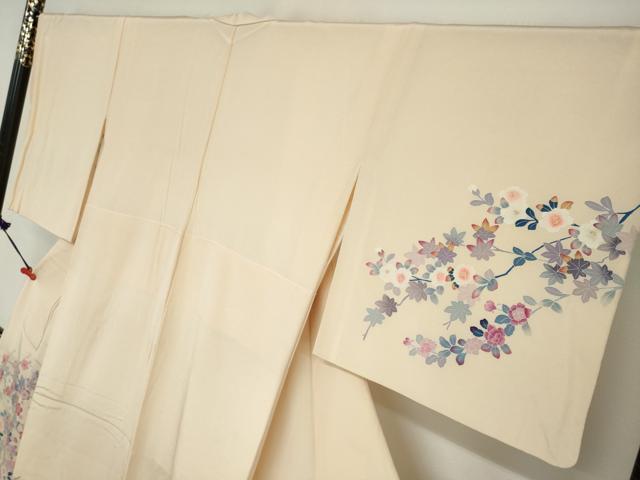 平和屋着物●本加賀友禅作家　毎田仁郎　訪問着　草花文　正絹　逸品　DABC2128ud