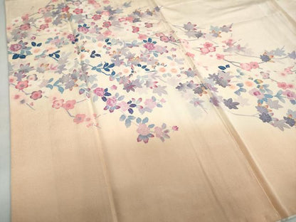 平和屋着物●本加賀友禅作家　毎田仁郎　訪問着　草花文　正絹　逸品　DABC2128ud