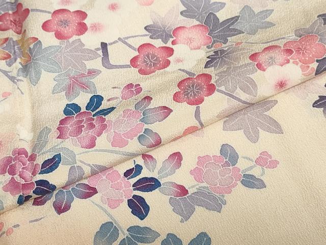 平和屋着物●本加賀友禅作家　毎田仁郎　訪問着　草花文　正絹　逸品　DABC2128ud