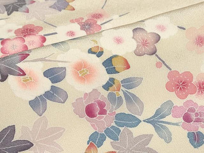 平和屋着物●本加賀友禅作家　毎田仁郎　訪問着　草花文　正絹　逸品　DABC2128ud