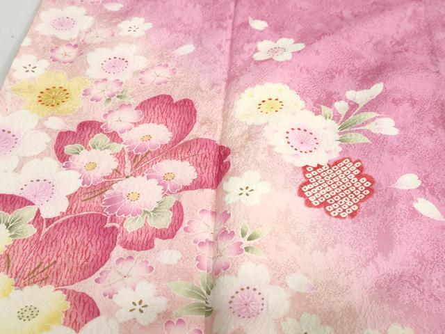 平和屋着物●豪華振袖　舞花文　暈し染め　金彩　正絹　逸品　DABC2133ud