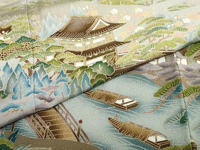 平和屋着物●訪問着　友禅　風景樹林文　正絹　逸品　DABC2134ud