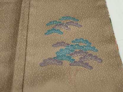 平和屋着物●訪問着　友禅　風景樹林文　正絹　逸品　DABC2134ud