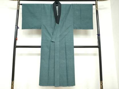 平和屋着物●男性　京師　広重画　長襦袢　無双仕立て　人物風景文　洗える着物　未使用　DABC2135ud