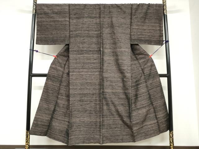 平和屋着物●男性　紬　アンサンブル　長羽織　霞文　正絹　逸品　DABC2140ud