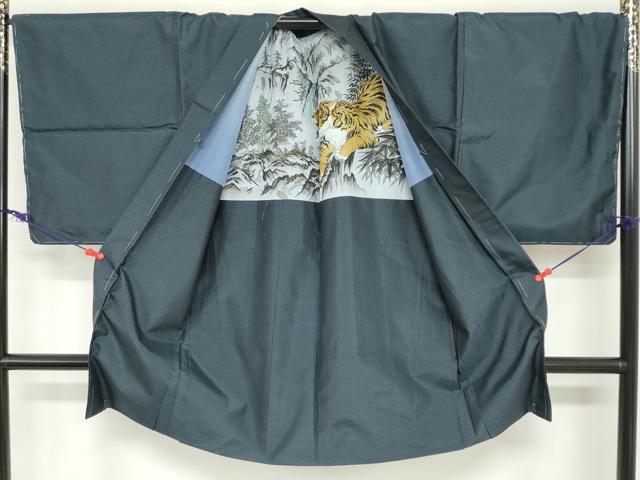 平和屋着物●男性 本場大島紬 アンサンブル 長羽織 長襦袢（袷）セット 80亀甲 総詰め キングサイズ 正絹 逸品 未使用 DABC2144ud