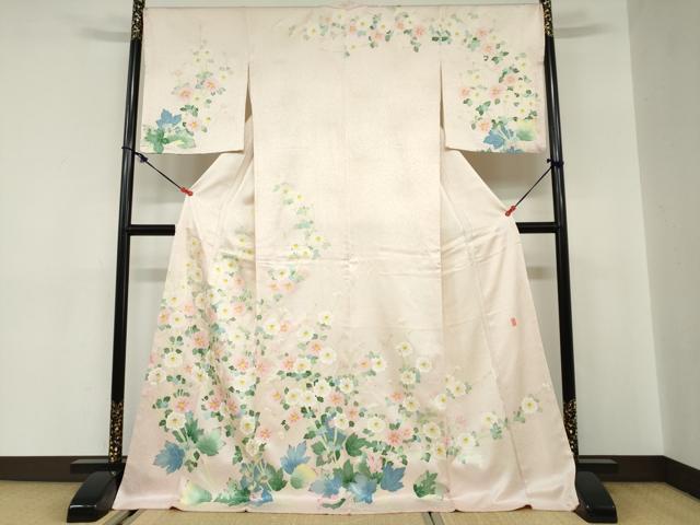 平和屋着物●本加賀友禅作家　直江良三　訪問着　草花文　ロング丈　正絹　逸品　未使用　DABC2152ud