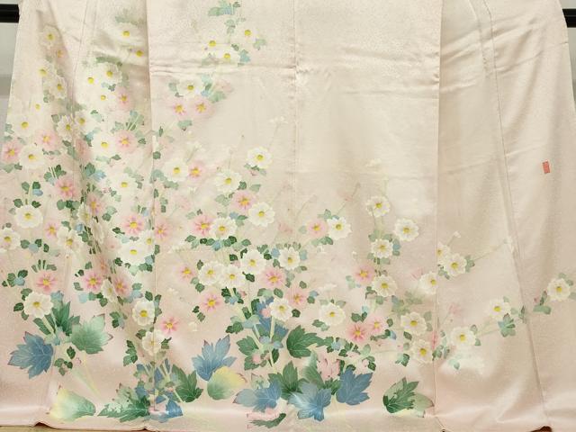 平和屋着物●本加賀友禅作家　直江良三　訪問着　草花文　ロング丈　正絹　逸品　未使用　DABC2152ud
