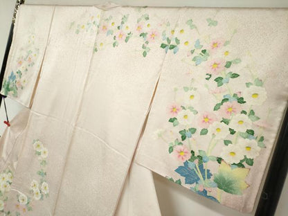 平和屋着物●本加賀友禅作家　直江良三　訪問着　草花文　ロング丈　正絹　逸品　未使用　DABC2152ud