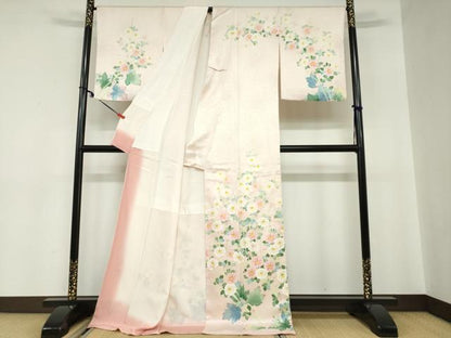 平和屋着物●本加賀友禅作家　直江良三　訪問着　草花文　ロング丈　正絹　逸品　未使用　DABC2152ud