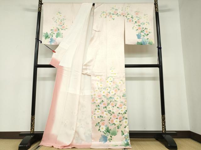 平和屋着物●本加賀友禅作家　直江良三　訪問着　草花文　ロング丈　正絹　逸品　未使用　DABC2152ud