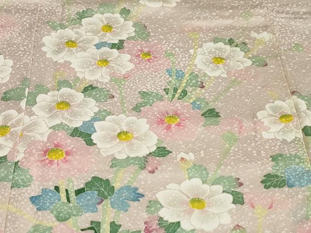 平和屋着物●本加賀友禅作家　直江良三　訪問着　草花文　ロング丈　正絹　逸品　未使用　DABC2152ud