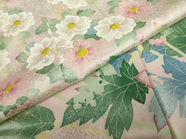 平和屋着物●本加賀友禅作家　直江良三　訪問着　草花文　ロング丈　正絹　逸品　未使用　DABC2152ud