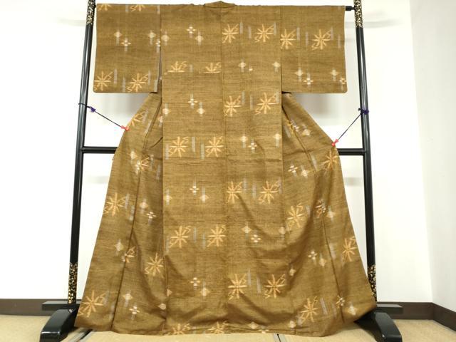 平和屋着物▼上質な紬 絣文様 高島屋扱い 正絹 逸品 DABC2162ud