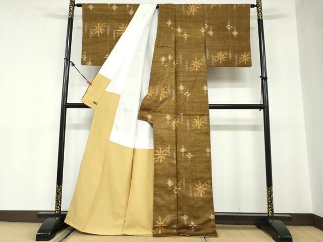 平和屋着物▼上質な紬 絣文様 高島屋扱い 正絹 逸品 DABC2162ud