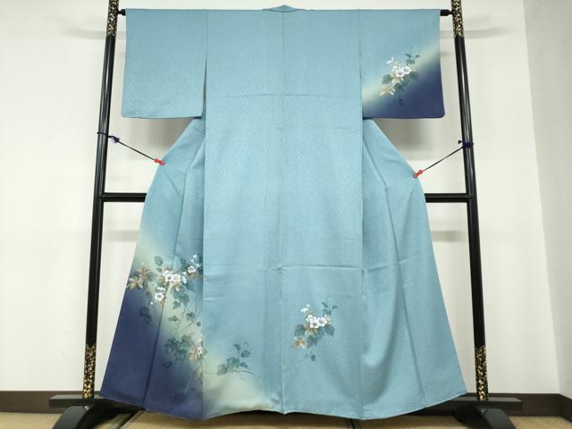 平和屋着物●訪問着　螺鈿　蔦の葉草花文　暈し染め　金銀彩　正絹　逸品　DABC2164ud