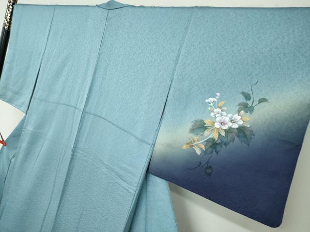 平和屋着物●訪問着　螺鈿　蔦の葉草花文　暈し染め　金銀彩　正絹　逸品　DABC2164ud