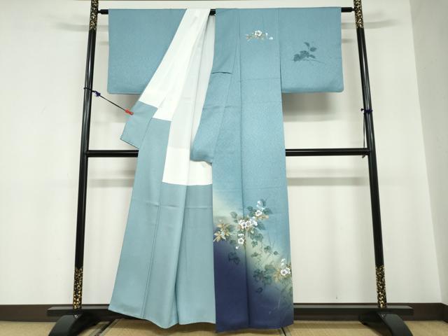 平和屋着物●訪問着　螺鈿　蔦の葉草花文　暈し染め　金銀彩　正絹　逸品　DABC2164ud