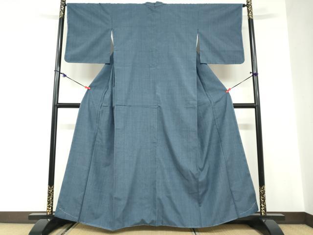 平和屋着物●本場結城紬　重要無形文化財　深縹色　正絹　逸品　DABC2170ud