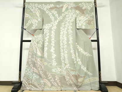 平和屋着物●訪問着　絞り　辻が花　正絹　逸品　DABC2173ud