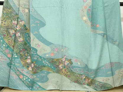 平和屋着物●訪問着　流水辻が花　金彩　正絹　逸品　DABC2174ud